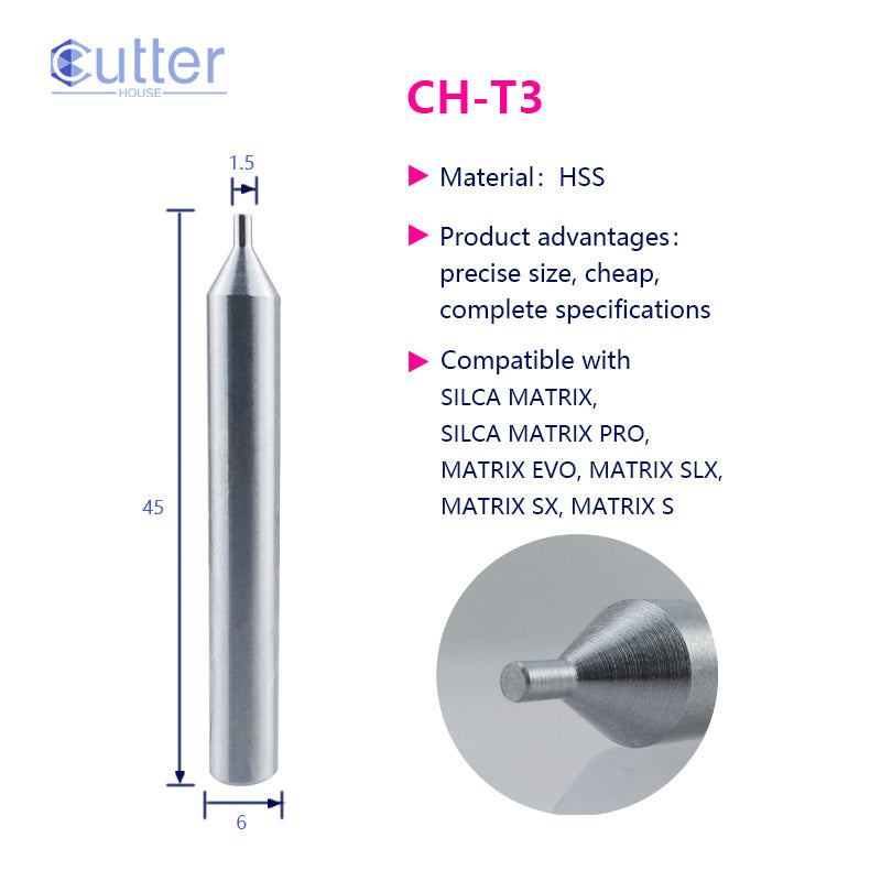T3 φ1.5xD6x45L HSS Tracer Point compatible with SILCA MATRIX