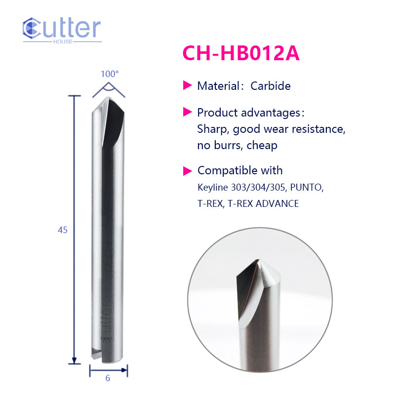 HB012A D6x100°x48Lx2T Carbide Special Cutter compatible with Keyline