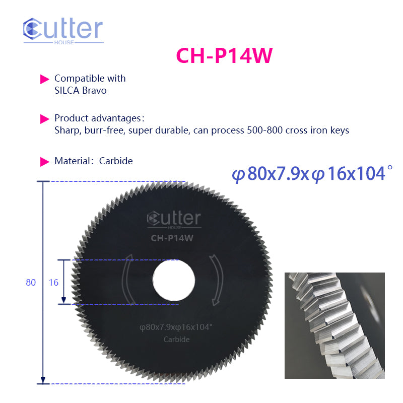 P14 φ80x7.9xφ16x104° Carbide Angle Milling Cutter compatible with SILCA