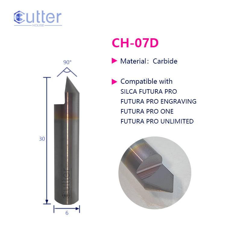 07D D6x90°x30Lx1T-0.2 Carbide Engraving Cutter compatible with SILCA FUTURA