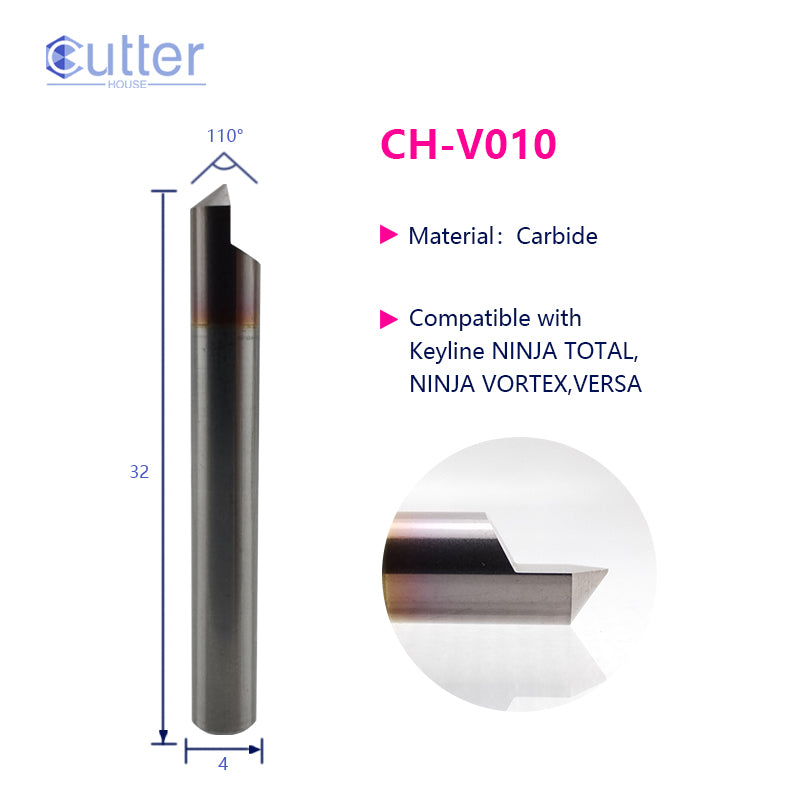 V010 D4x110°x32Lx1T-0.3 Engraving Cutter compatible with Keyline