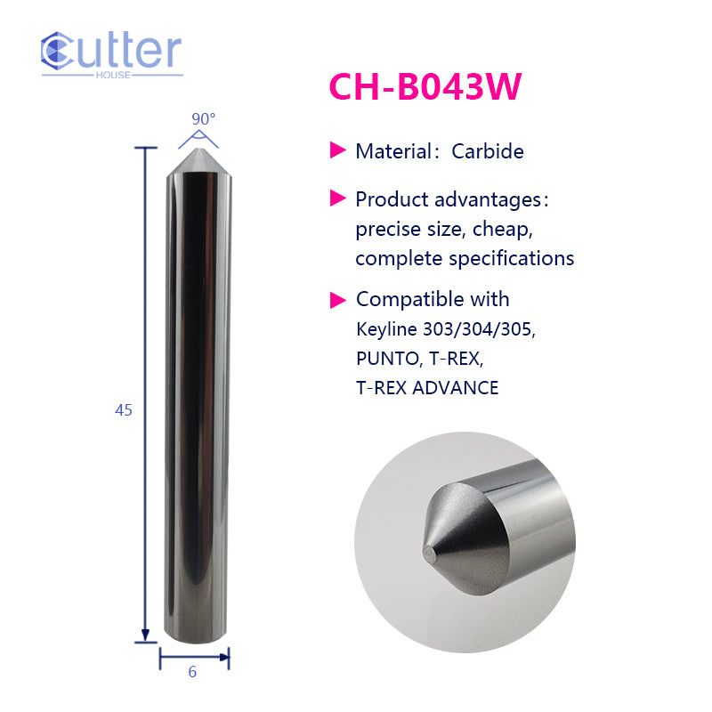 B043W D6x90°x45L-1.0 Carbide Tracer Point compatible with Keyline