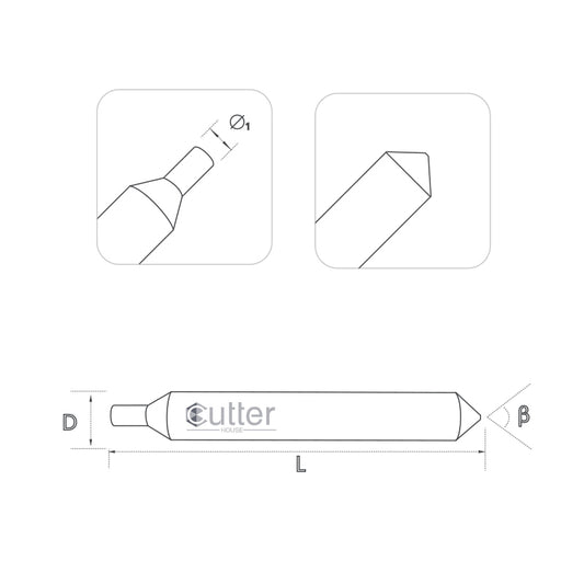 φ2.6xD6x80°x45L HSS Tracer Point compatible with Manual Key Cutting Machines
