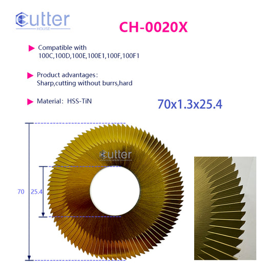 0020 φ70x1.3xφ25.4 HSS-TiN Side Milling Cutter compatible with WENXING