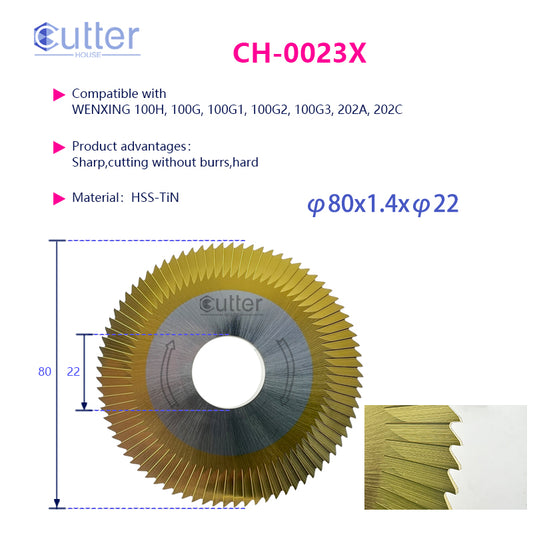 0023 φ80x1.4xφ22 compatible with WENXING - Flat Slotter/Side Milling Cutter