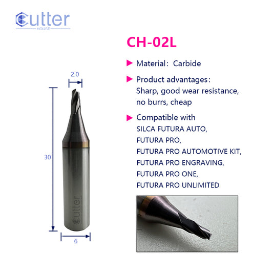 02L φ2.0xD6x30Lx2F Carbide Laser Cutter compatible with SILCA FUTURA