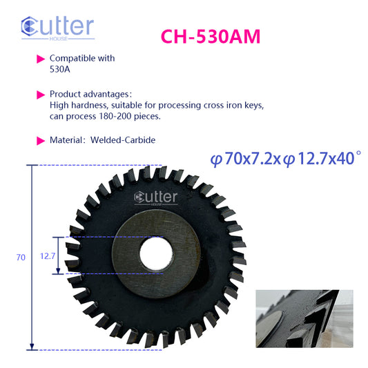 530A φ70x7.2xφ12.7x40° compatible with EAST OF WU - Angle Milling Cutter