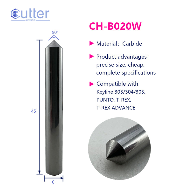 B020W D6x90°x45L-0.45 Carbide Tracer Point compatible with Keyline
