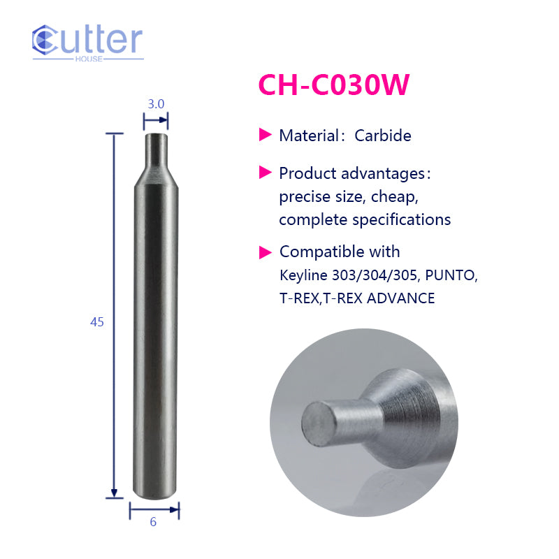 C030W φ3.0xD6x45L Carbide Tracer Point compatible with Keyline