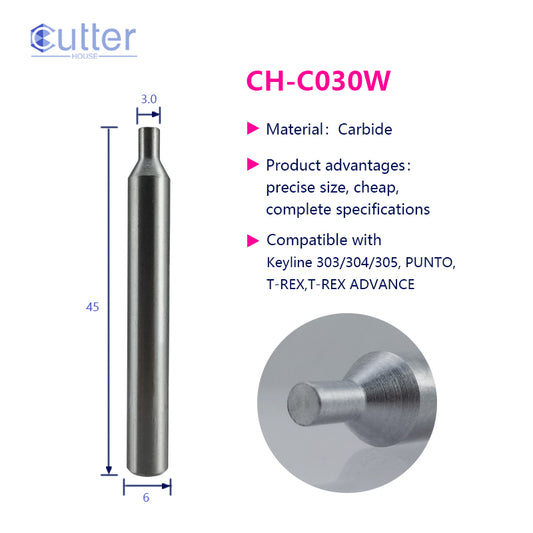 C030W φ3.0xD6x45L Carbide Tracer Point compatible with Keyline