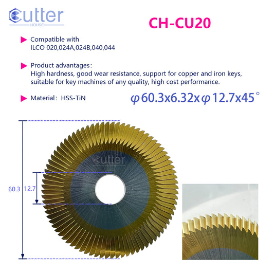CU20 φ60.3x6.32xφ12.7x45° compatible with ILCO - Angle Milling Cutter