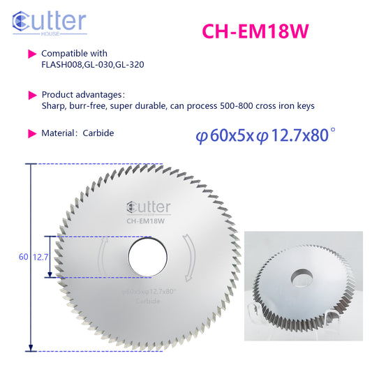 EM18 φ60x5xφ12.7x80° Carbide Angle Milling Cutter compatible with SILCA / ILCO / GLADAID