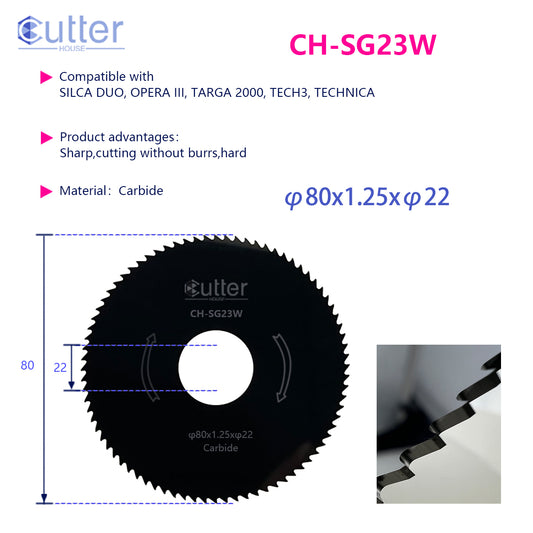 SG23 φ80x1.25xφ22 Carbide Flat Slotter compatible with SILCA