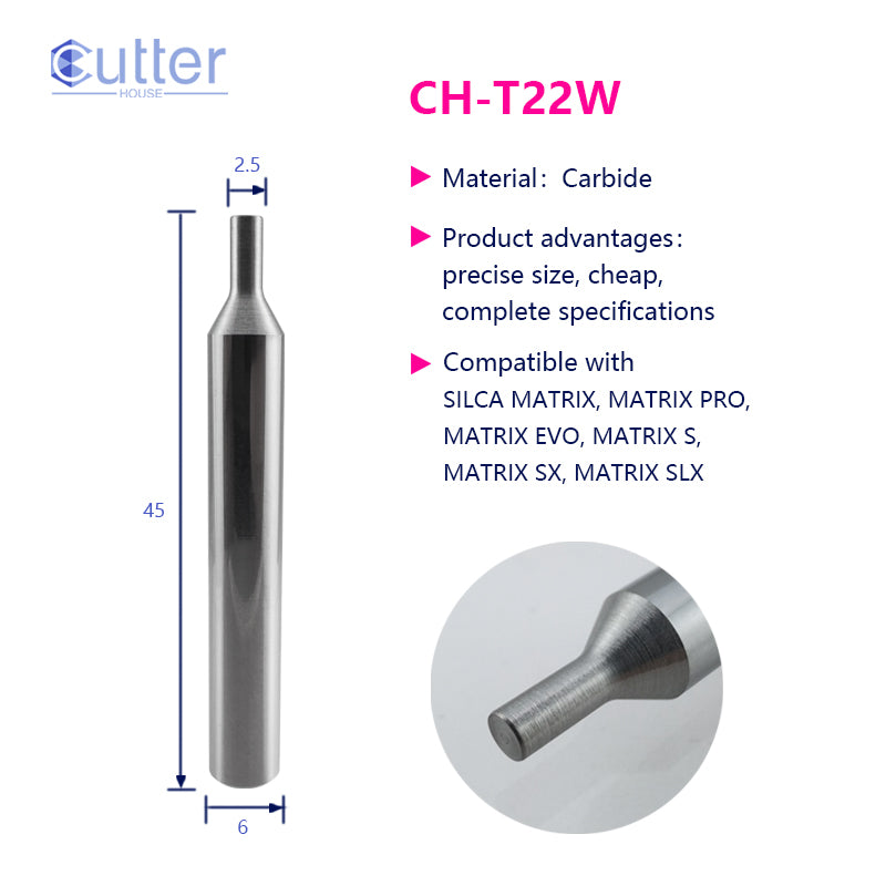 T22W φ2.5xD6x45L Carbide Tracer Point compatible with SILCA MATRIX