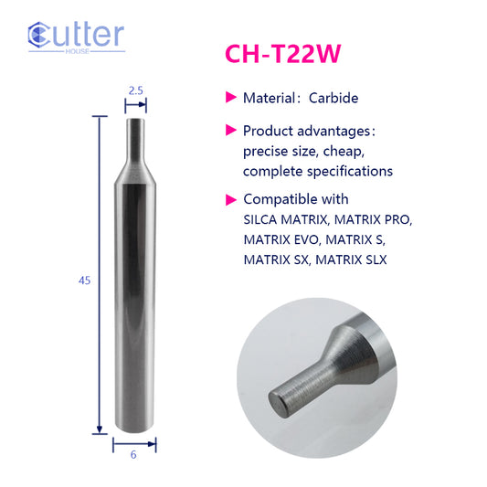 T22W φ2.5xD6x45L Carbide Tracer Point compatible with SILCA MATRIX