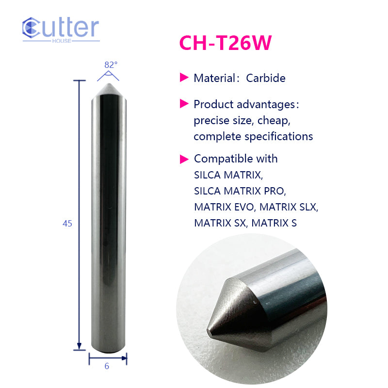 T26 D6x82°x45L-0.8 Carbide Tracer Point compatible with SILCA MATRIX