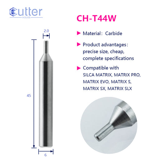 T44W φ2.0xD6x45L Carbide Tracer Point compatible with SILCA MATRIX
