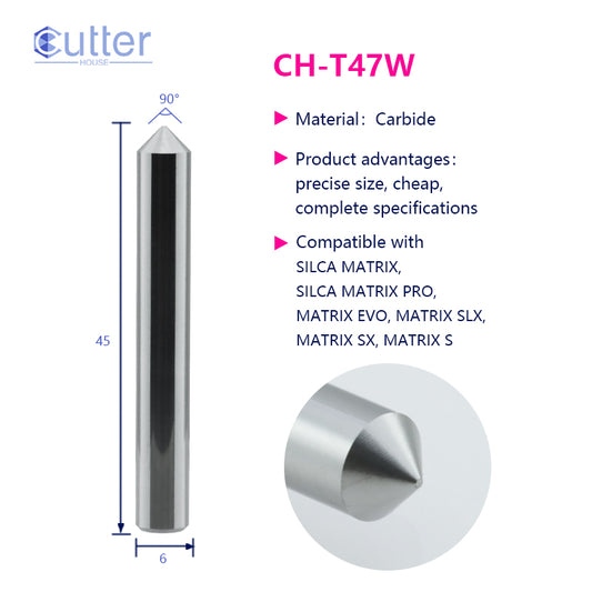 T47 D6x90°x45L-0.55 Carbide Tracer Point compatible with SILCA MATRIX