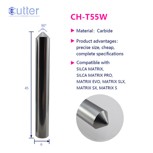 T55 D6x90°x45L-1.0 Carbide Tracer Point compatible with SILCA MATRIX