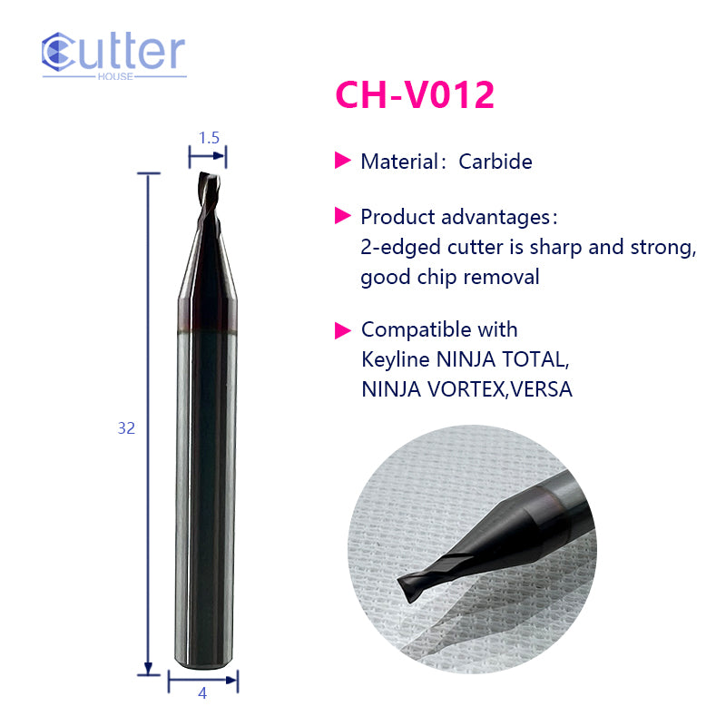 V012 φ1.5xD4x32Lx2F Carbide Laser Cutter compatible with Keyline