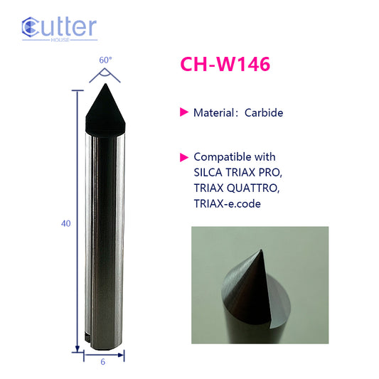 W146 D6x60°x40Lx1T-0.25 Carbide Engraving Cutter compatible with SILCA