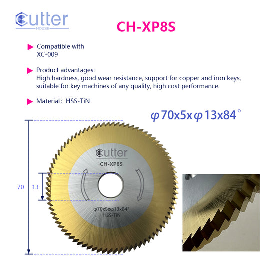 φ70x5xφ13x84° HSS-TiN Angle Milling Cutter compatible with Xhorse XC-009