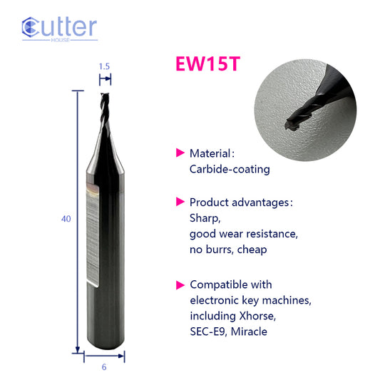φ1.5xD6x40Lx3F Carbide Laser Cutter compatible with Electronic Key Cutting Machines