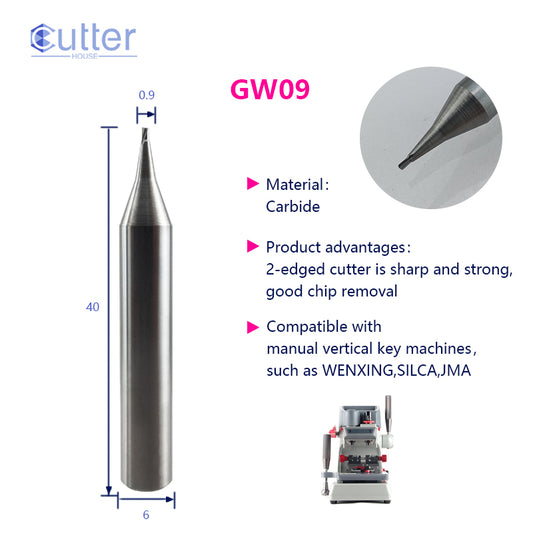 φ0.9xD6x40Lx2T Carbide Laser Cutter compatible with Manual Key Cutting Machines