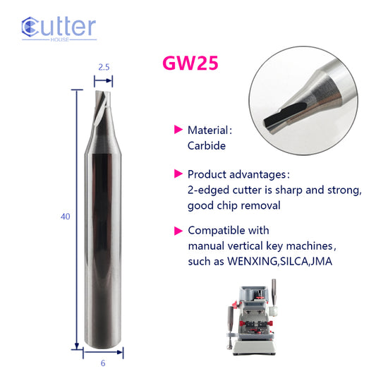 φ2.5xD6x40Lx2T Carbide Laser Cutter compatible with Manual Key Cutting Machines