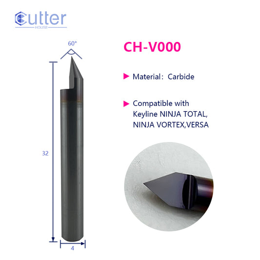 V000 D4x60°x32L-0.1 Engraving Cutter compatible with Keyline