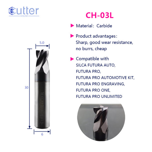 03L φ5.0xD6x30Lx6F Carbide Laser Cutter compatible with SILCA FUTURA