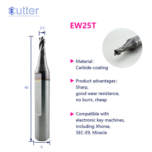φ2.5xD6x40Lx3F Carbide Laser Cutter compatible with Electronic Key Cutting Machines