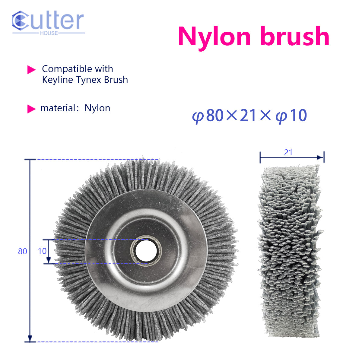 φ80×21×φ10 Nylon Brush compatible with KEYLINE