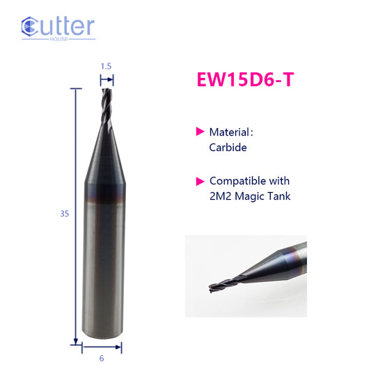 φ1.5xD6x35Lx3F Carbide Laser Cutter compatible with 2M2 Magic Tank