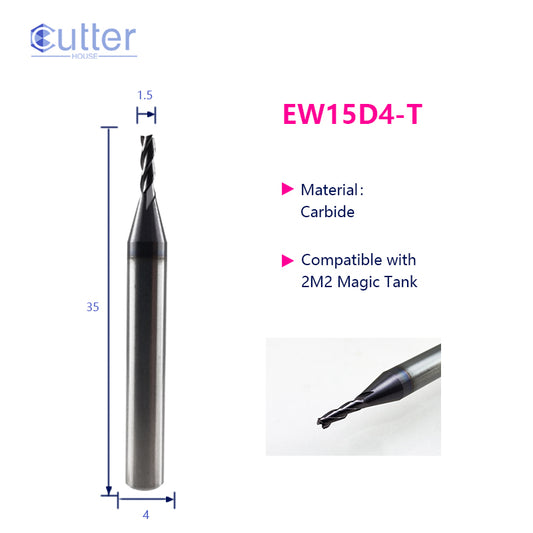 φ1.5xD4x35Lx3F Carbide Laser Cutter compatible with 2M2 Magic Tank