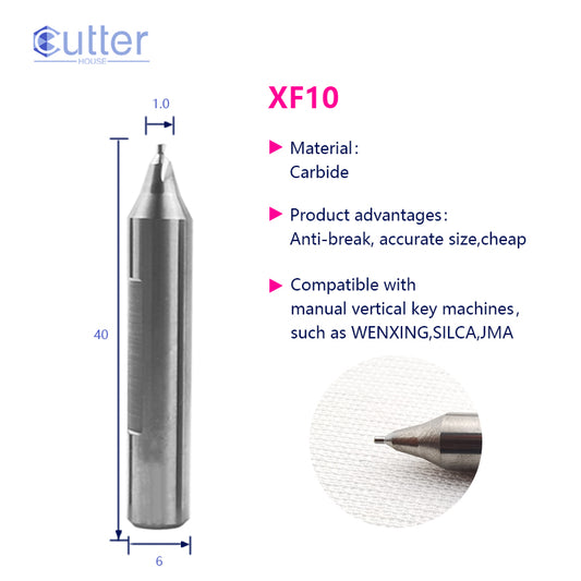 φ1.0xD6x40Lx1F Carbide Laser Cutter compatible with Manual Key Cutting Machines