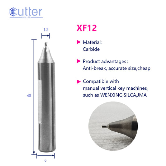 φ1.2xD6x40Lx1F Carbide Laser Cutter compatible with Manual Key Cutting Machines
