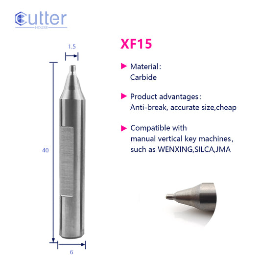 φ1.5xD6x40Lx1F Carbide Laser Cutter compatible with Manual Key Cutting Machines