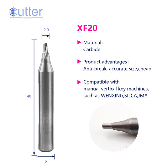 φ2.0xD6x40Lx1F Carbide Laser Cutter compatible with Manual Key Cutting Machines