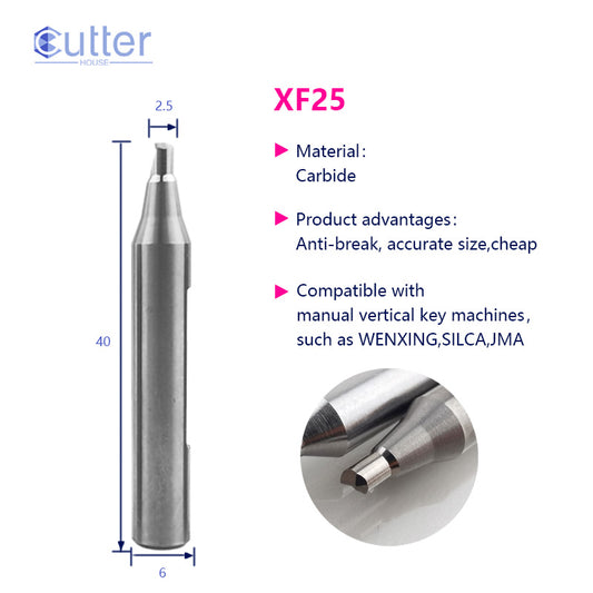 φ2.5xD6x40Lx1F Carbide Laser Cutter compatible with Manual Key Cutting Machines