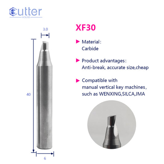 φ3.0xD6x40Lx1F Carbide Laser Cutter compatible with Manual Key Cutting Machines