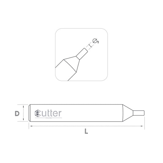 T10 φ0.6xD4x32L Carbide Tracer Point compatible with Keyline